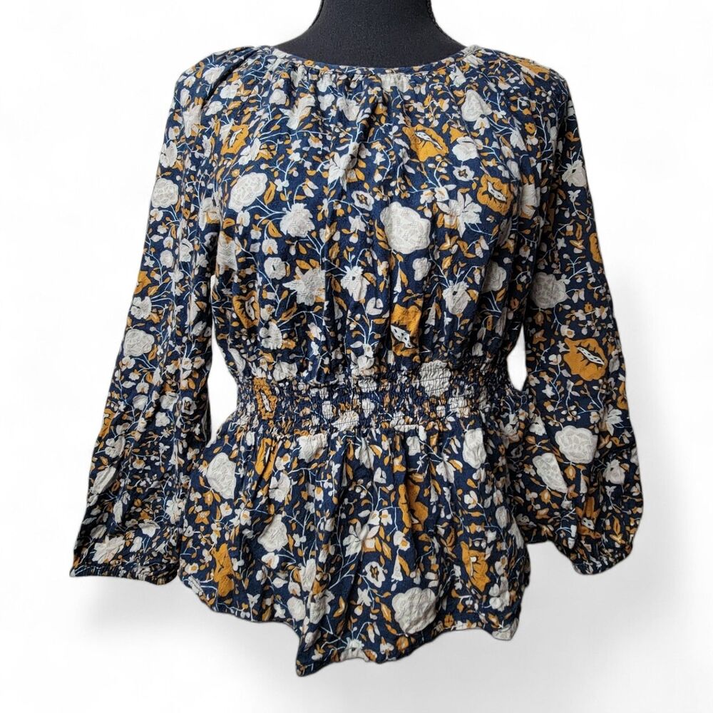 Peplum Top Blouse Small Floral Bohemian Hippie Indie 70s Boho Chic Cottagecore